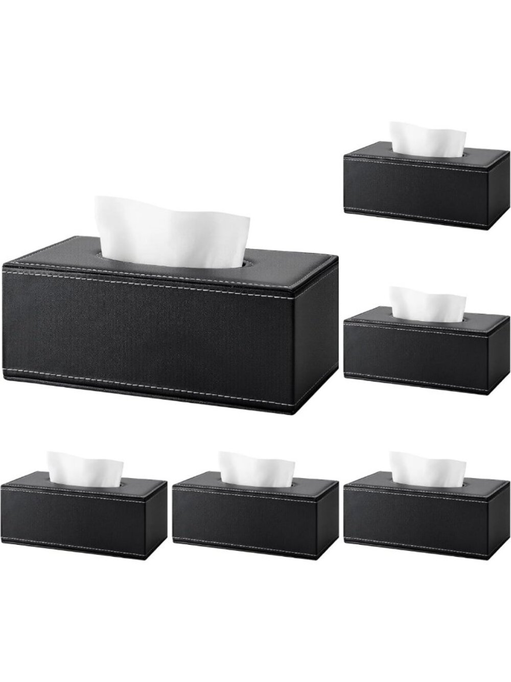 6 Pack Fashion Leather Tissue Box Cover - Tissue Box Cover Rectangle for